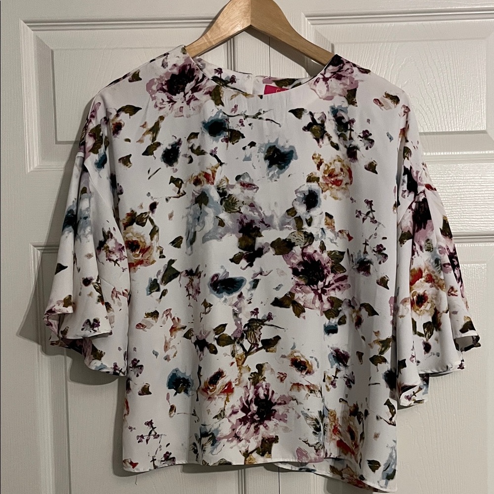 Catherine Malandrino Floral Blouse - White and Pink